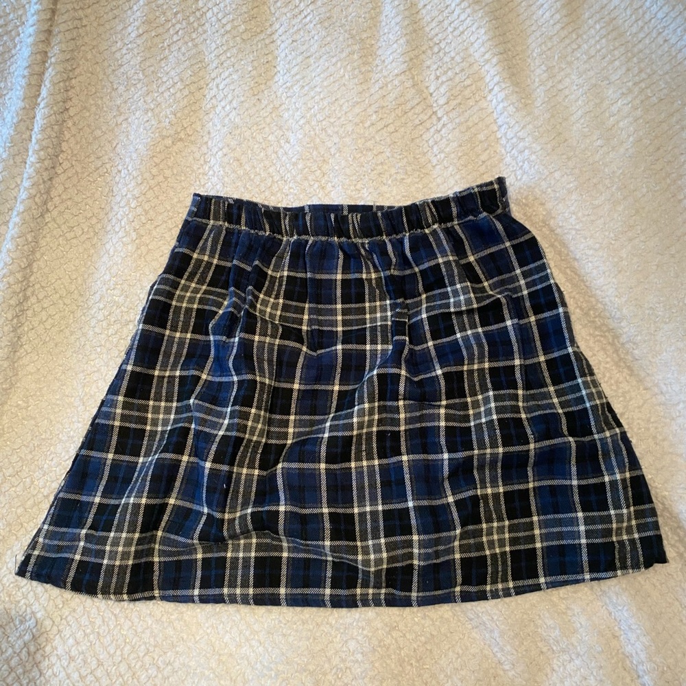 Plaid Mini Skirt - Blue and Black